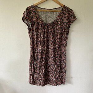 Cooperative Cottagecore Shift Dress Medium‎ Pink Floral Round Neck Pockets Boho